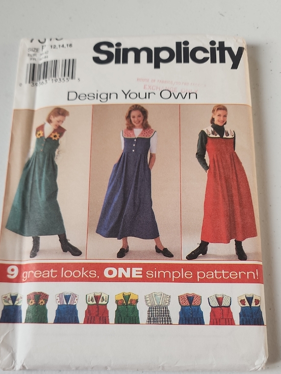 Simplicity Dresses & Skirts - Simplicity Pinafore Dress Pattern in Green, Blue, Red